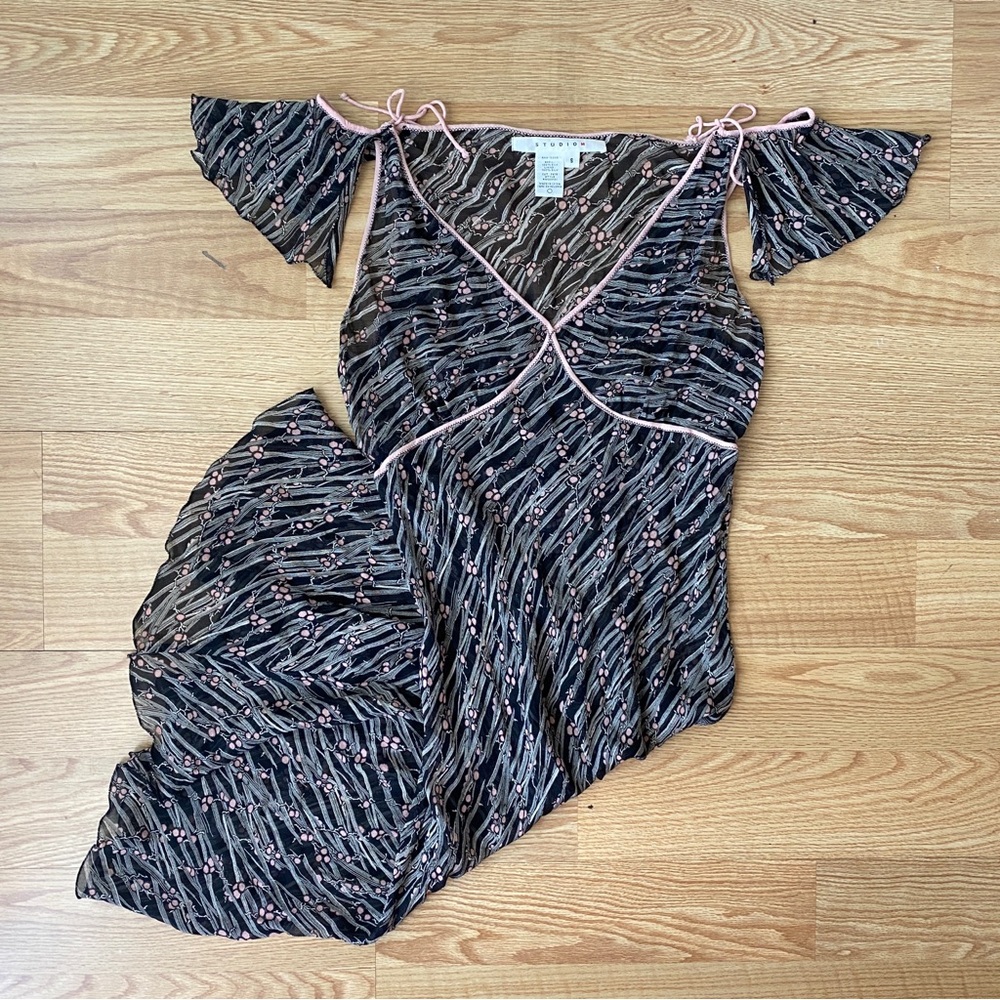 Silk Flutter Cap Sleeve Dress